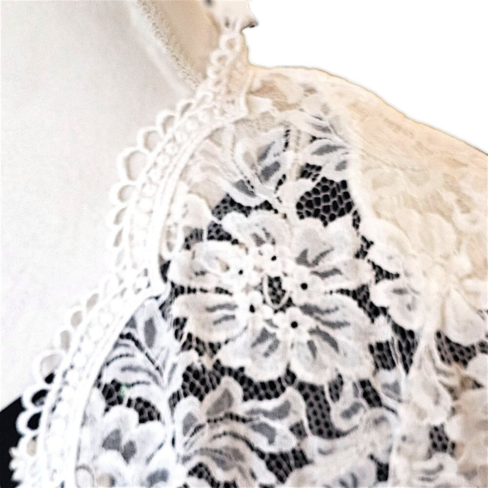 VTG Jessica McClintock Bridal White Lace‎ Cardigan Jacket Sheer Sz M Cottagecore - Picture 9 of 13